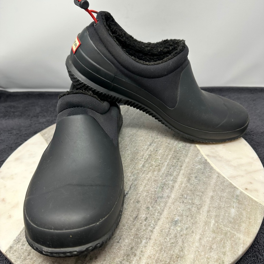 Hunter Sherpa Lined Insulated Garden Clogs Black Rain Shoes US10 Waterproof